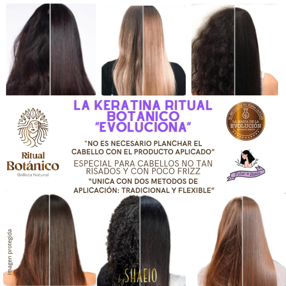 SHAEIO in-use at home with flat iron displaying salon results benefit