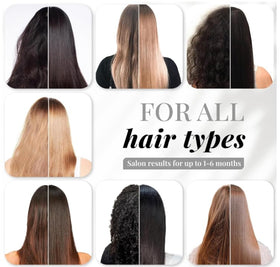 SHAEIO before and after hair smoothing showing reduced frizz and shine