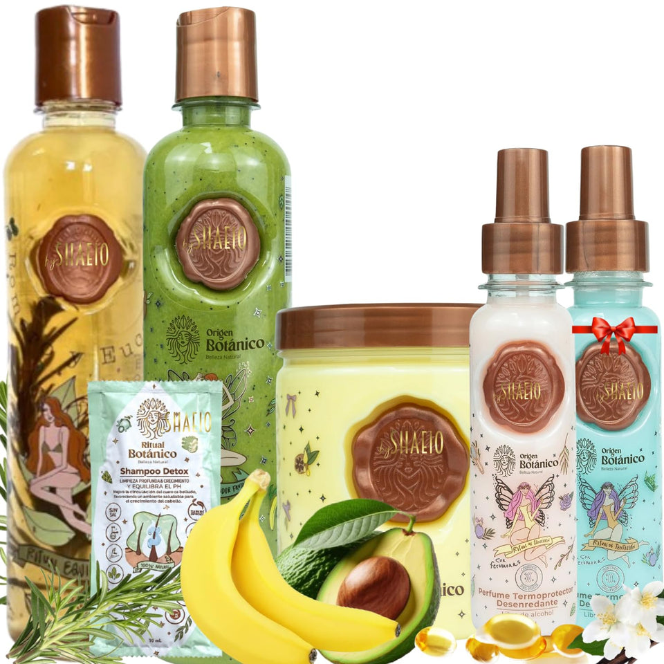 SHAEIO front packaging of Ritual Botanico kit showing full four-piece set and gift for clear overview