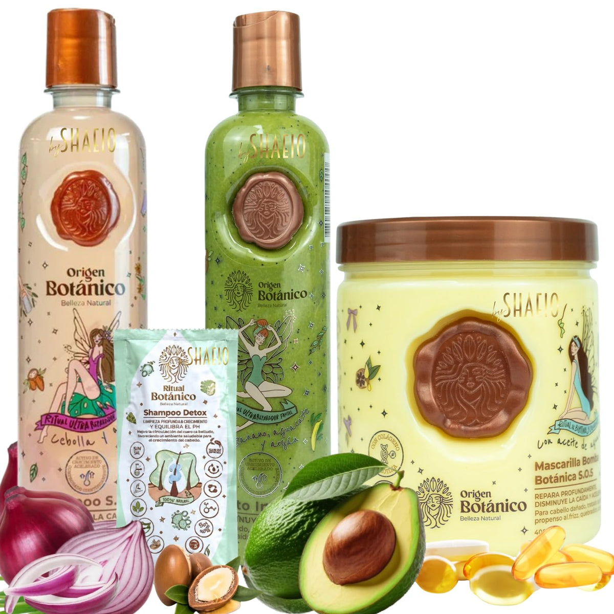 SHAEIO front packaging showing full kit, communicates complete repair routine