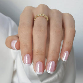SHANGMENG front packaging showing white chrome French tips and included tools