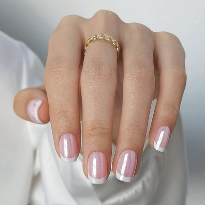 SHANGMENG front packaging showing white chrome French tips and included tools