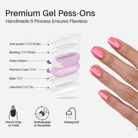 SHANGMENG nails held in hand to show short square scale and natural look benefit