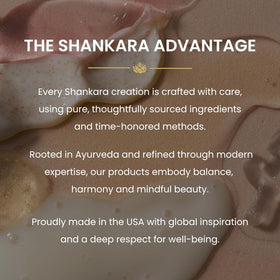 Shankara oil on bathroom vanity evoking daily ritual and glow benefit