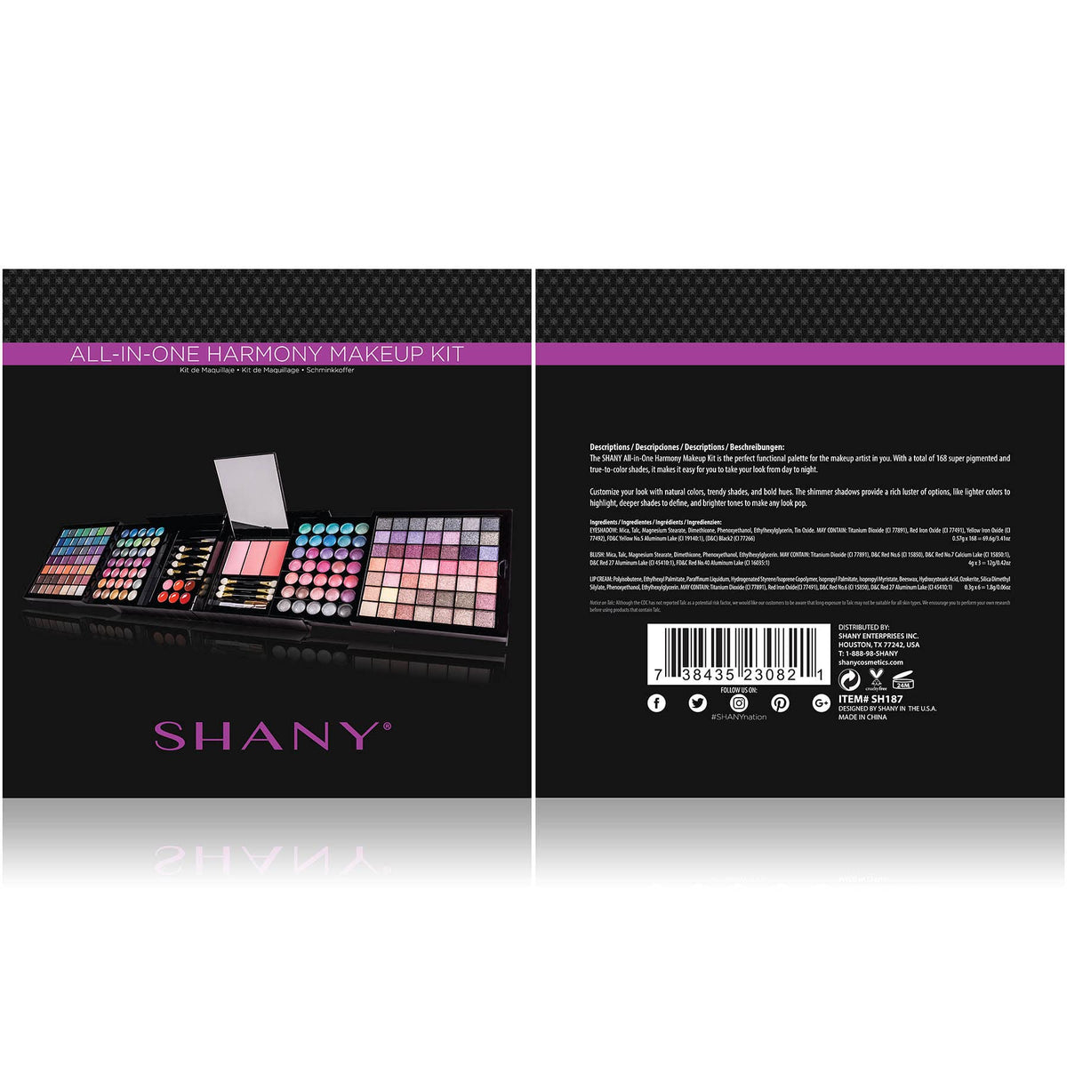 SHANY blush and lip compartment showing cheek and lip coordination benefit