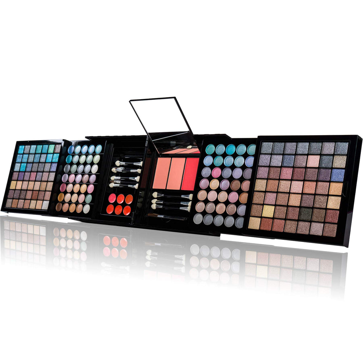 SHANY model wearing eye look created from palette demonstrating color payoff