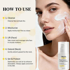 SHAPEGUARD OKOA SKIN being applied in a morning routine for quick firming and makeup base