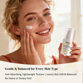 SHAPEGUARD OKOA SKIN label close-up showing peptide and hyaluronic acid ingredients for clarity