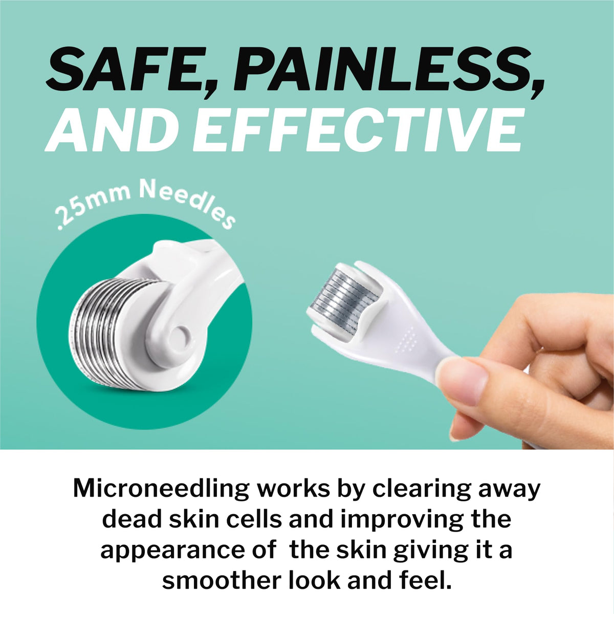 Shapiro MD dermal roller being used on a scalp demonstrating gentle exfoliation and absorption