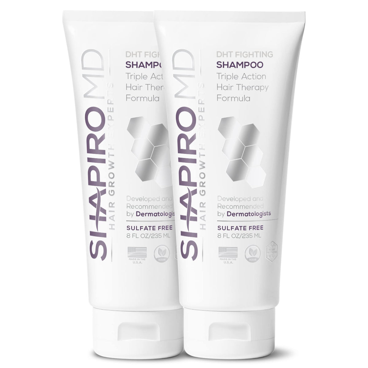 Shapiro MD front packaging showing product and fuller-looking hair benefit