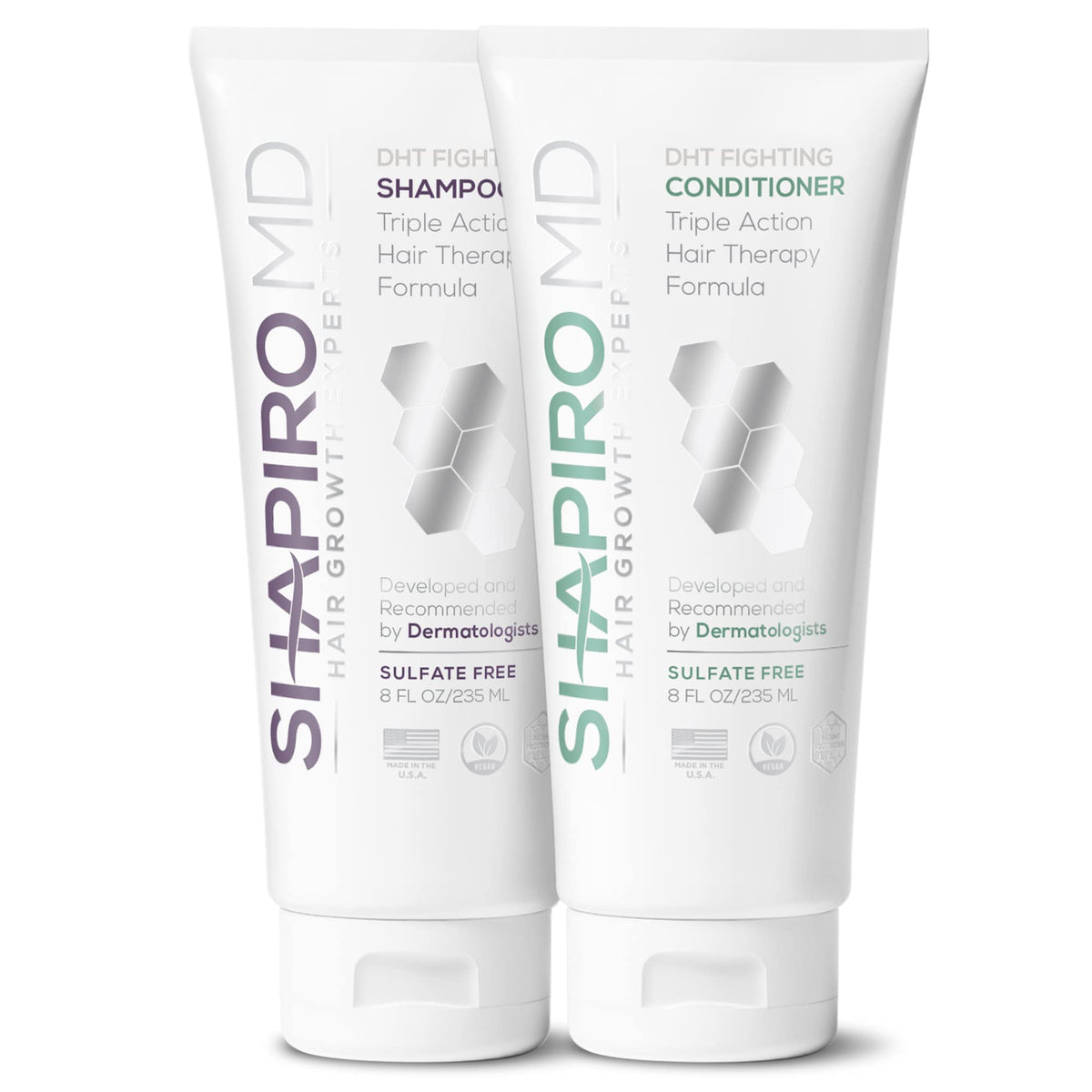 Shapiro MD front packaging showing shampoo and conditioner for fuller-looking hair
