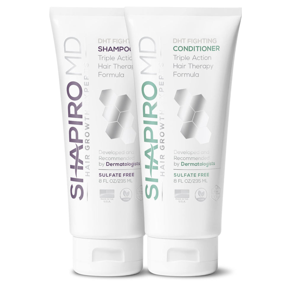 Shapiro MD front packaging showing shampoo and conditioner for fuller-looking hair