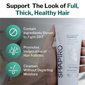Shapiro MD shampoo with matching conditioner illustrating fuller hair routine benefit