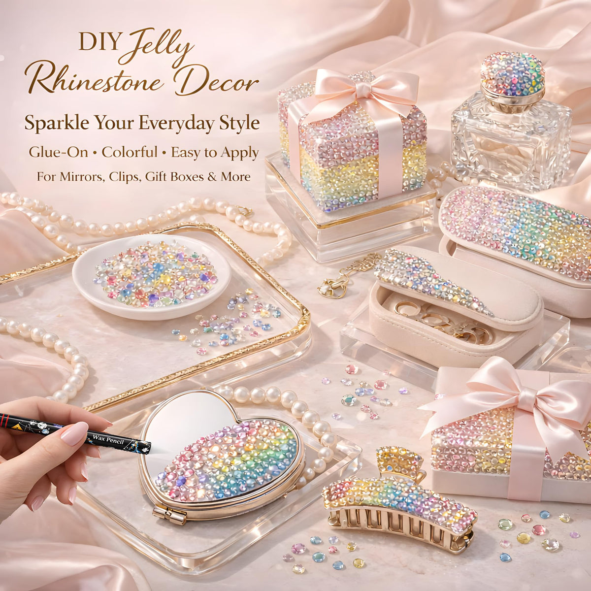 SHATANG rhinestones applied to a tumbler showing sparkling finish and personalization