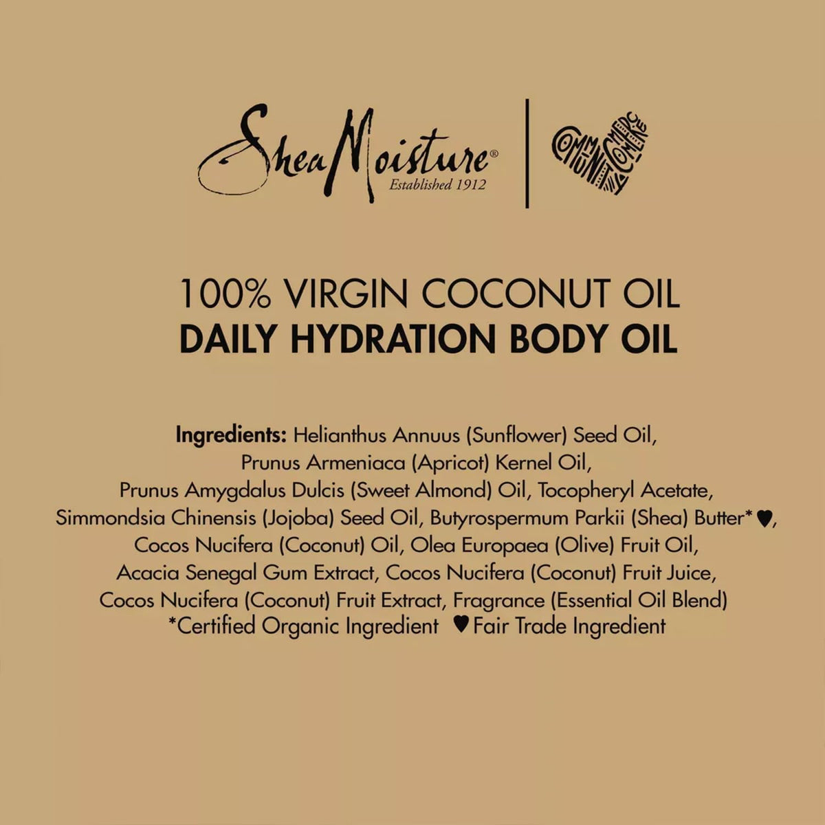 Shea Moisture natural ingredients displayed to show coconut and shea