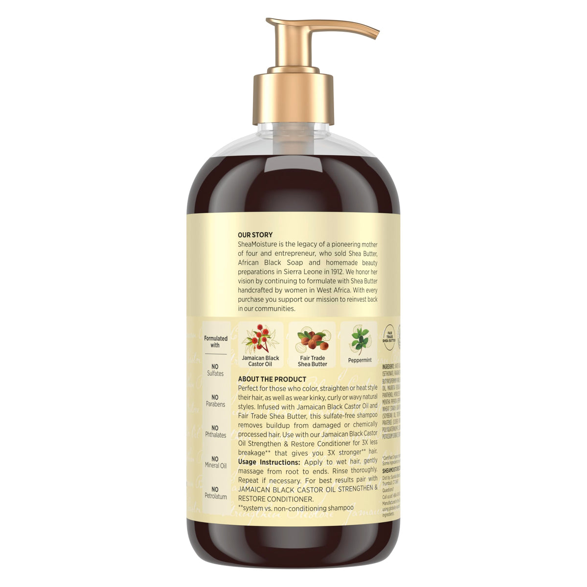 Shea Moisture ingredient list close-up highlighting natural actives