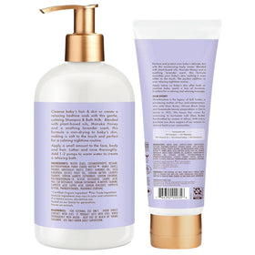 Shea Moisture ingredient label closeup highlighting manuka honey and lavender benefits