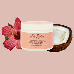 Shea Moisture jar on bathroom shelf in lifestyle scene suggesting daily routine use