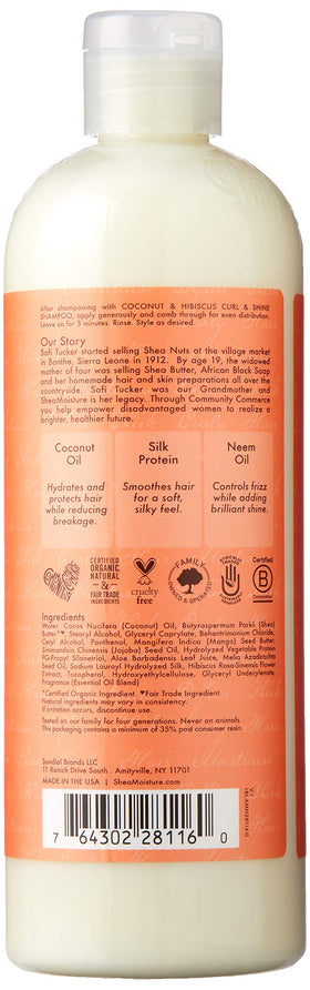 Shea Moisture conditioner pour and creamy texture displayed on hand illustrating hydration and slip benefits