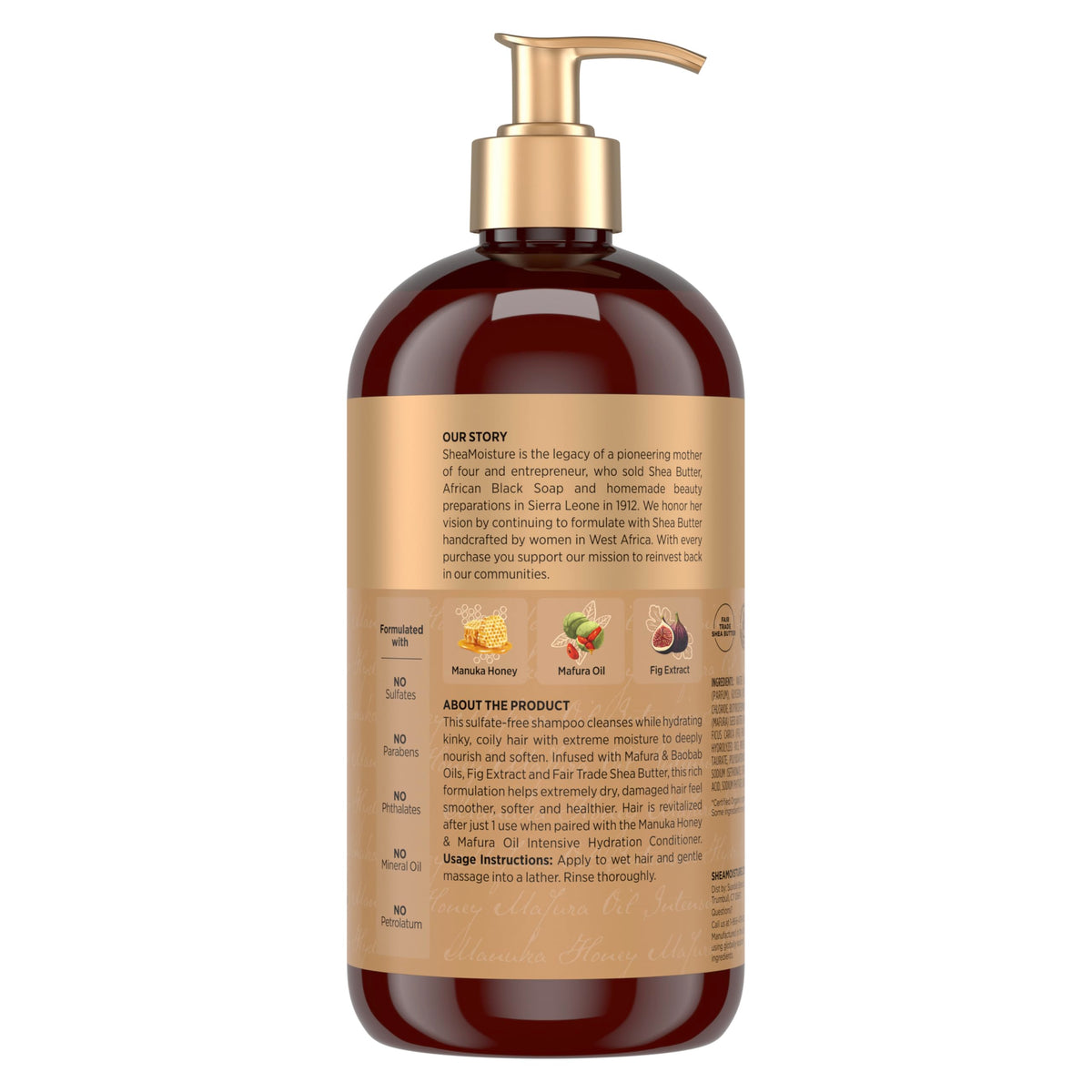 Shea Moisture shampoo pump dispensing creamy lather for easy detangling