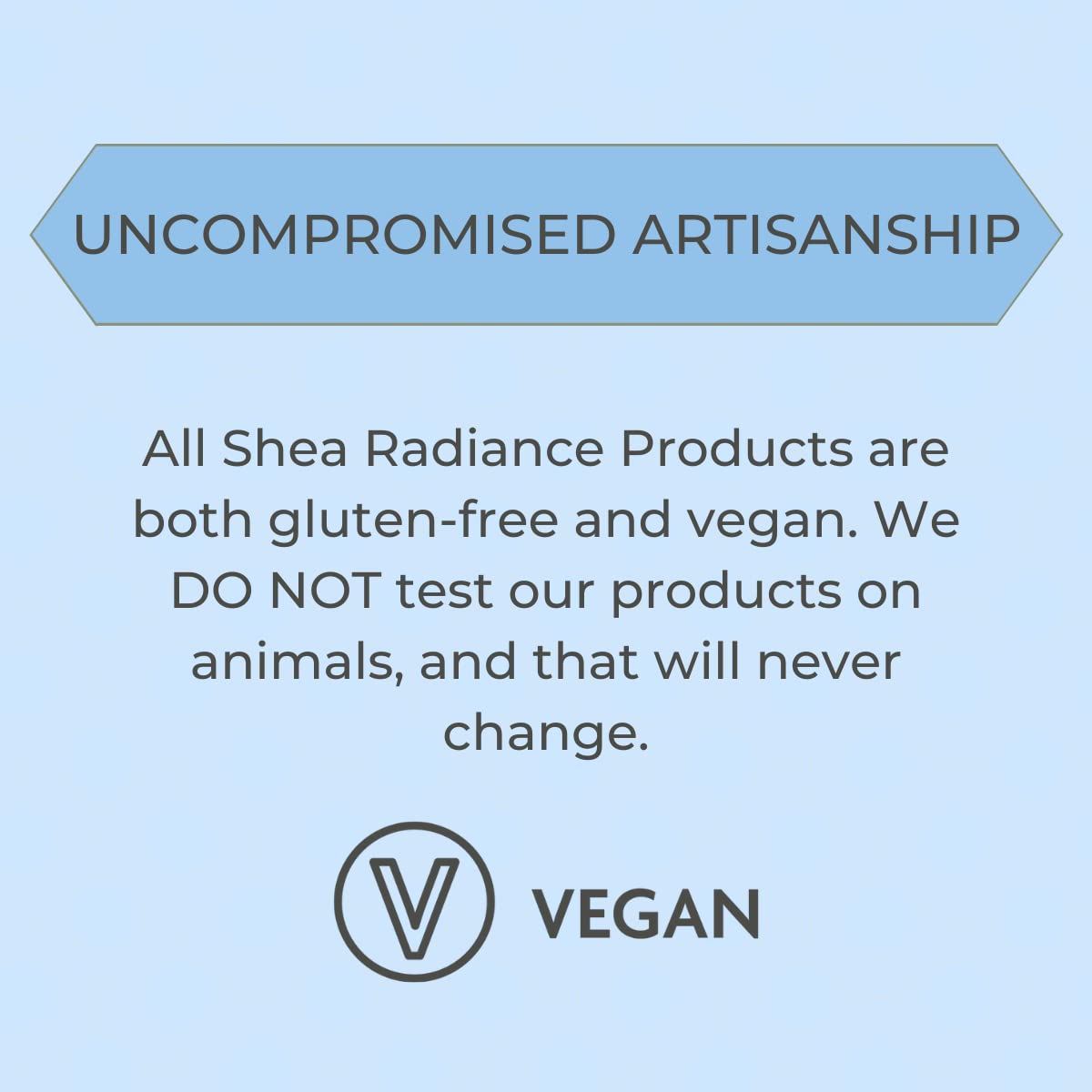 Shea Radiance label close-up showing natural ingredient transparency benefit