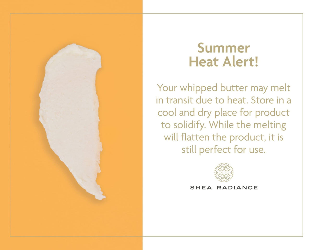 Top-down open jar of Shea Radiance revealing creamy interior and wholesome benefit