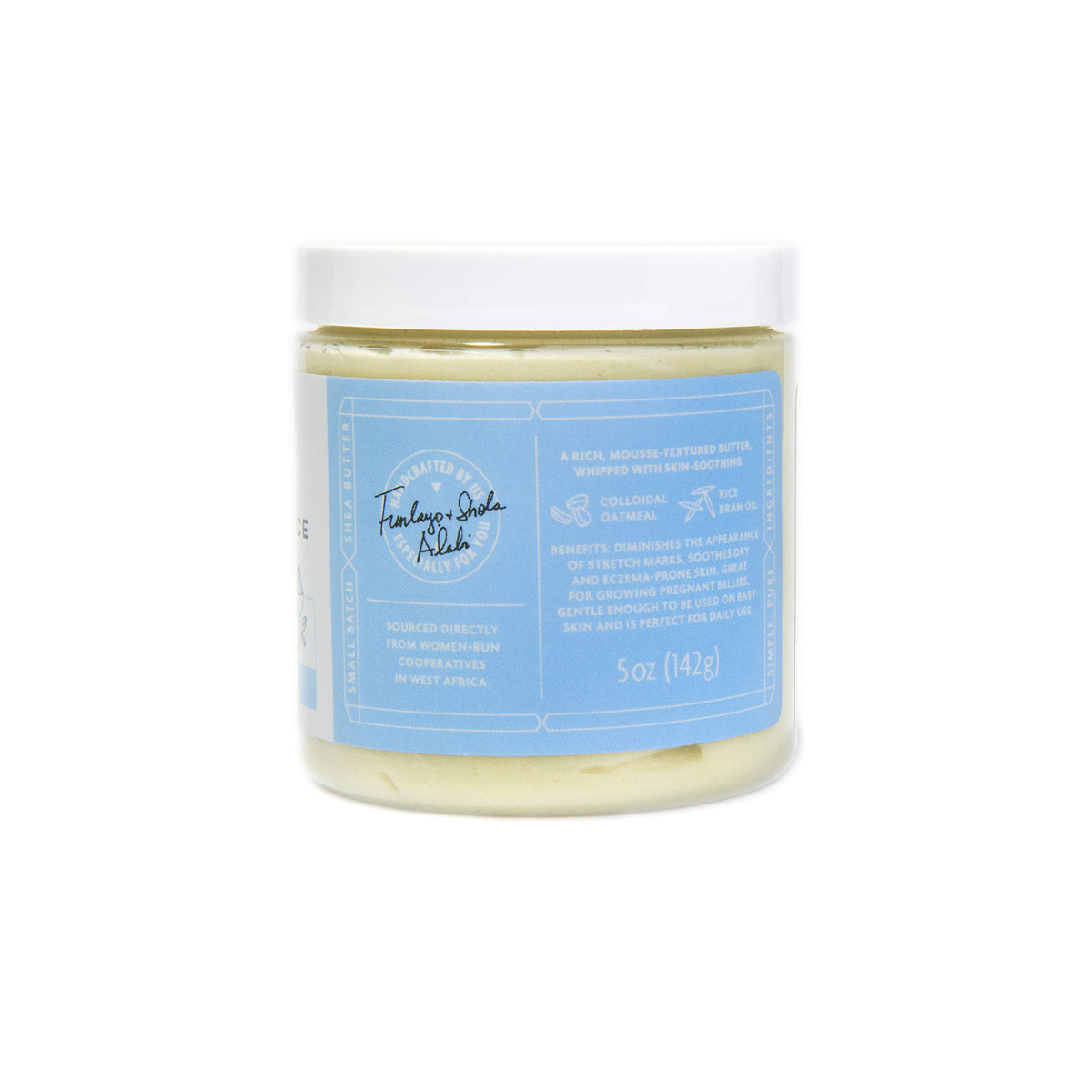 Shea Radiance whipped texture in jar showing lightweight spreadability benefit