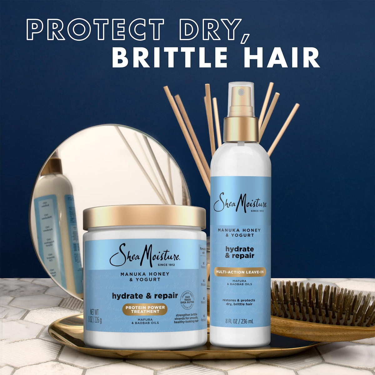 SheaMoisture mask being applied in hair under shower for deep treatment benefit