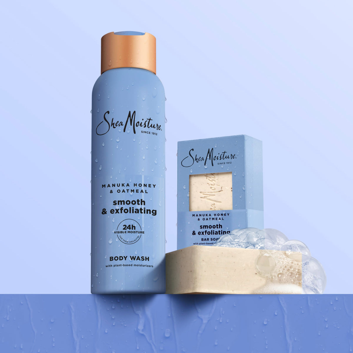 SheaMoisture ingredients still life with manuka honey and oats visual