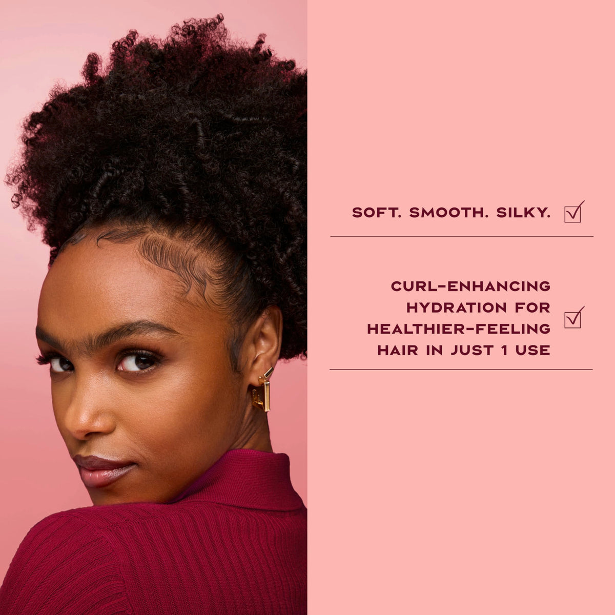 SheaMoisture before and after curly hair showing reduced frizz and bounce