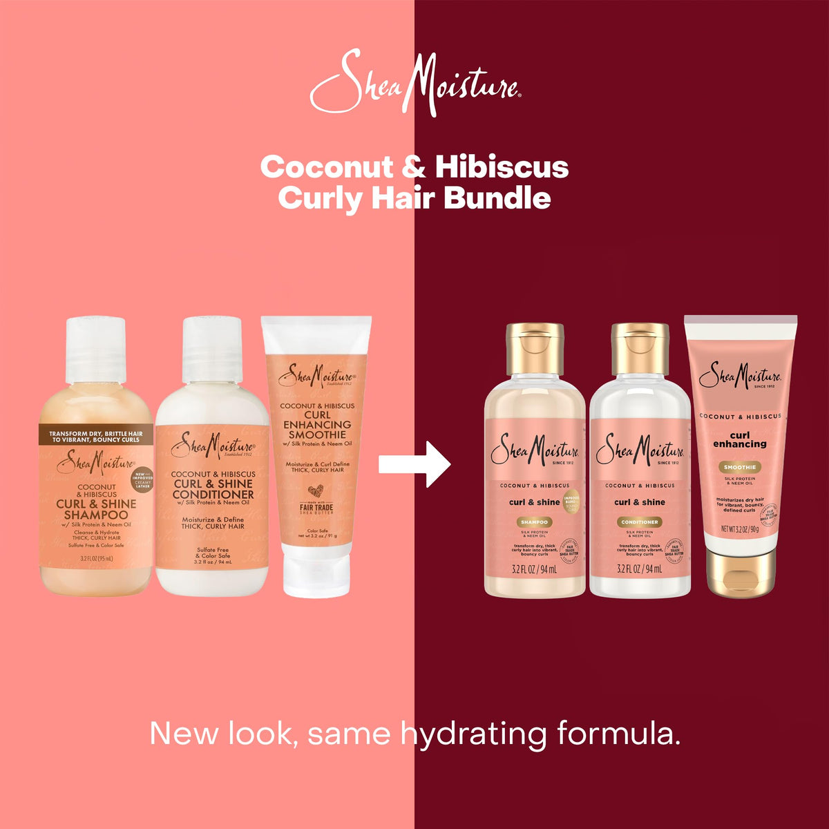 SheaMoisture before and after curls showing reduced frizz and better definition