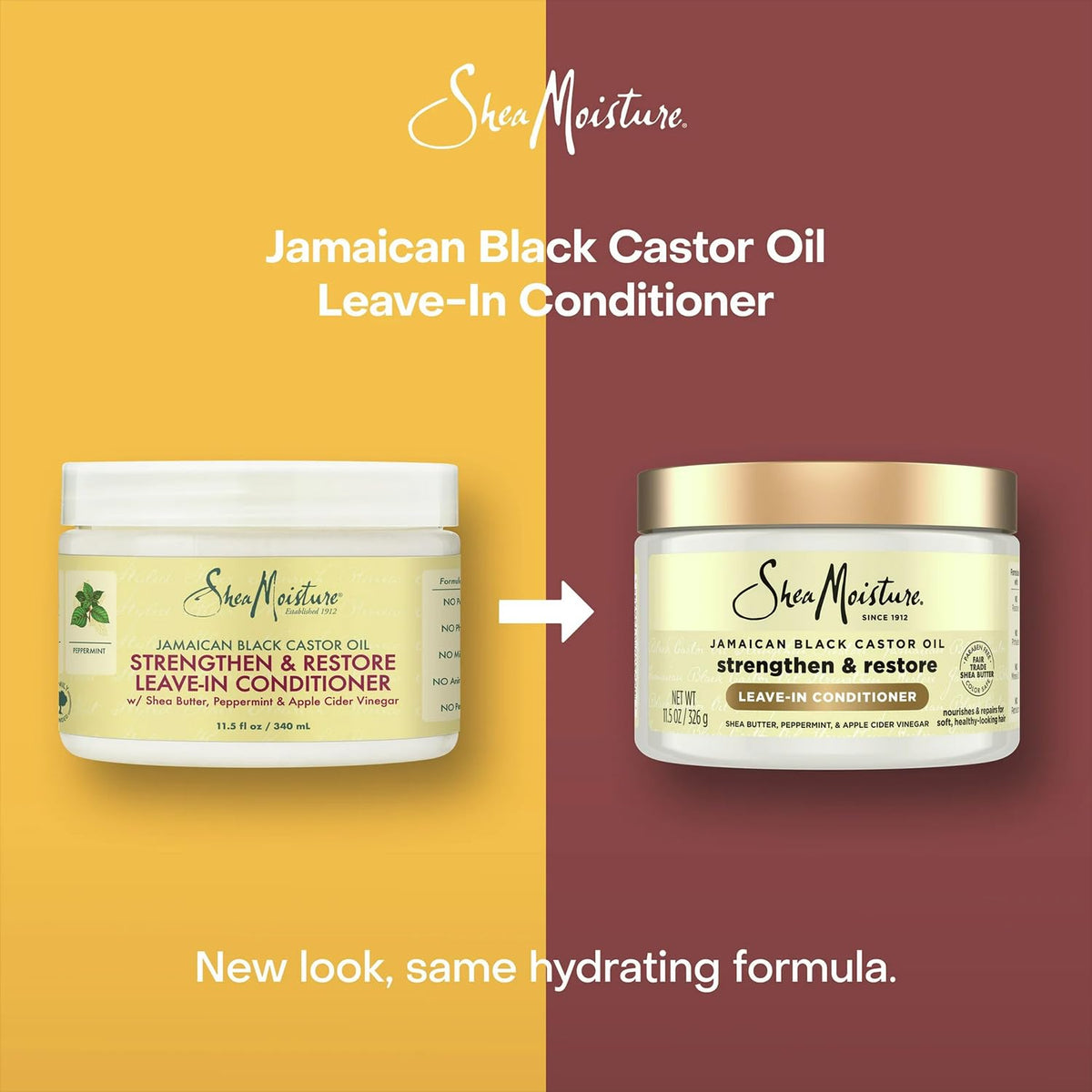 Shea Moisture before and after photo showing reduced frizz and smoother hair