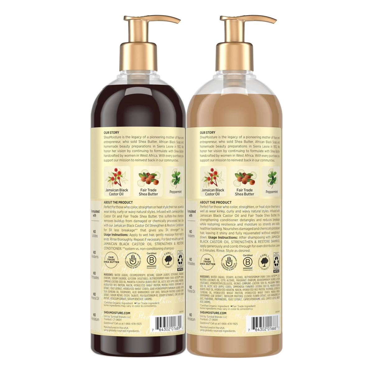 SheaMoisture label close-up highlighting key ingredients and clean formulation benefits