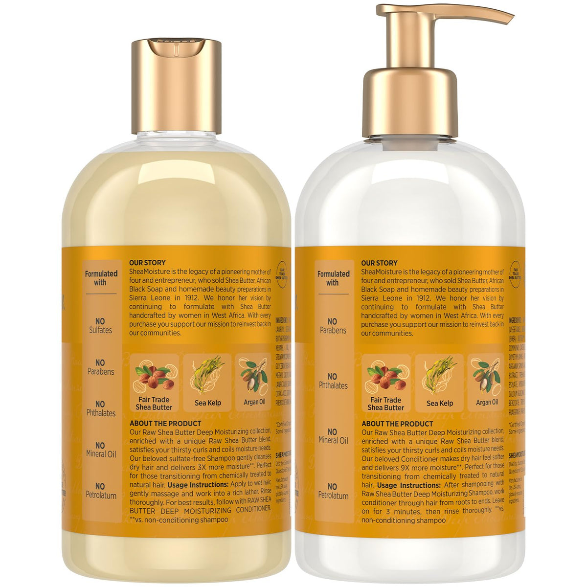 SheaMoisture bottle label closeup highlighting raw shea butter ingredients