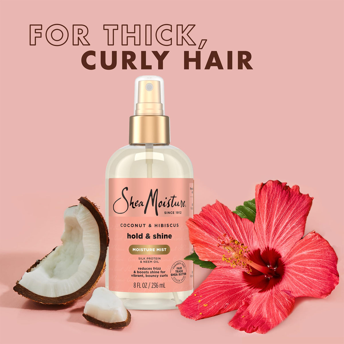 SheaMoisture product label close-up showing ingredient highlights and usage