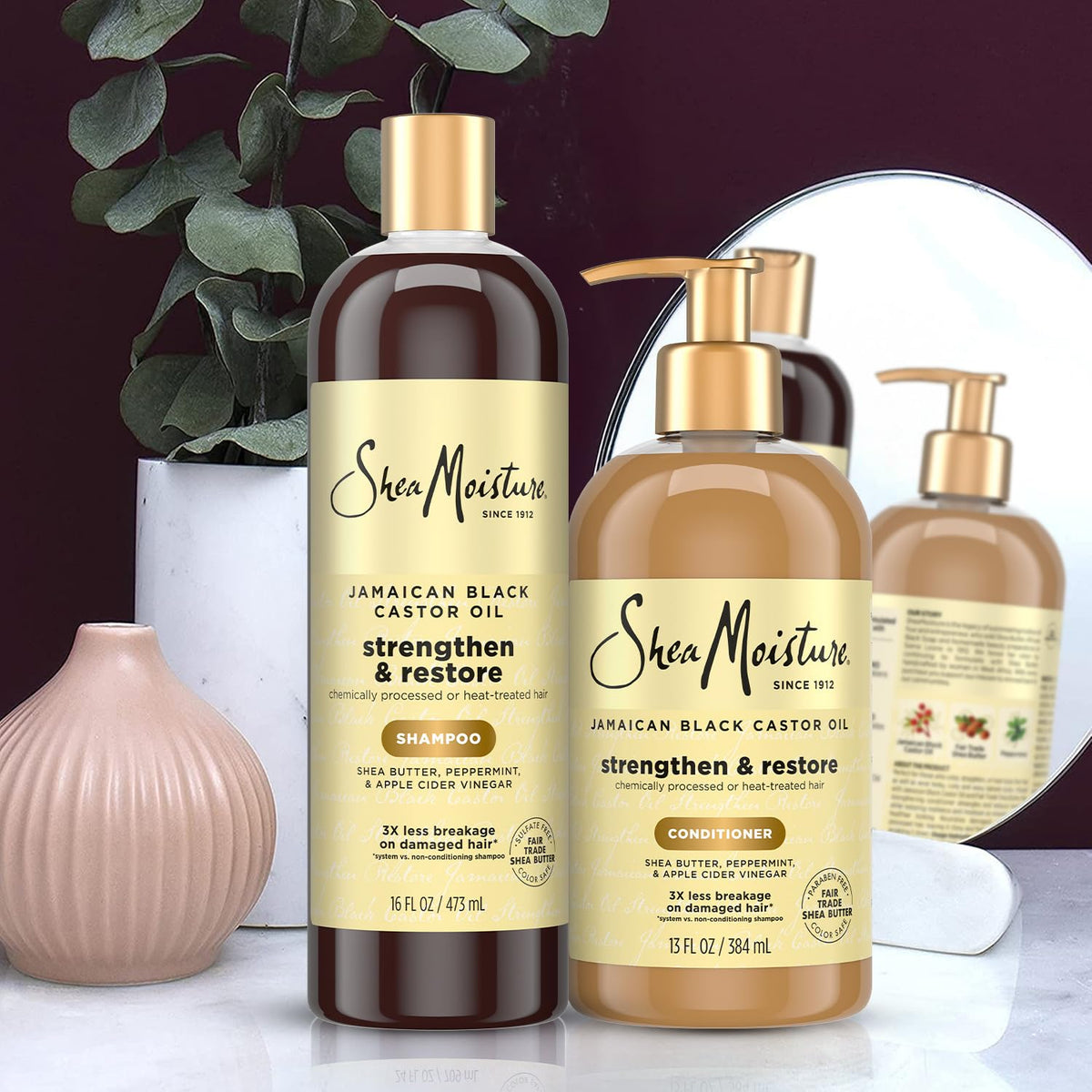 SheaMoisture bottle label close-up highlighting key ingredients