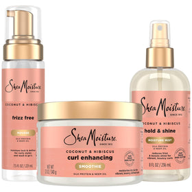 SheaMoisture bundle front packaging showing all three products and benefits