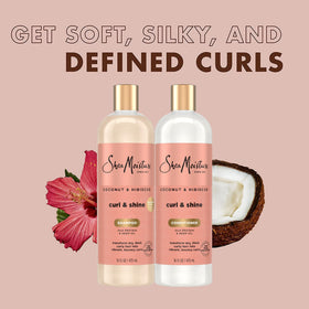 SheaMoisture shampoo and conditioner duo on bathroom counter for routine convenience