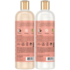 SheaMoisture shampoo bottle close-up highlighting pump and ingredient callouts