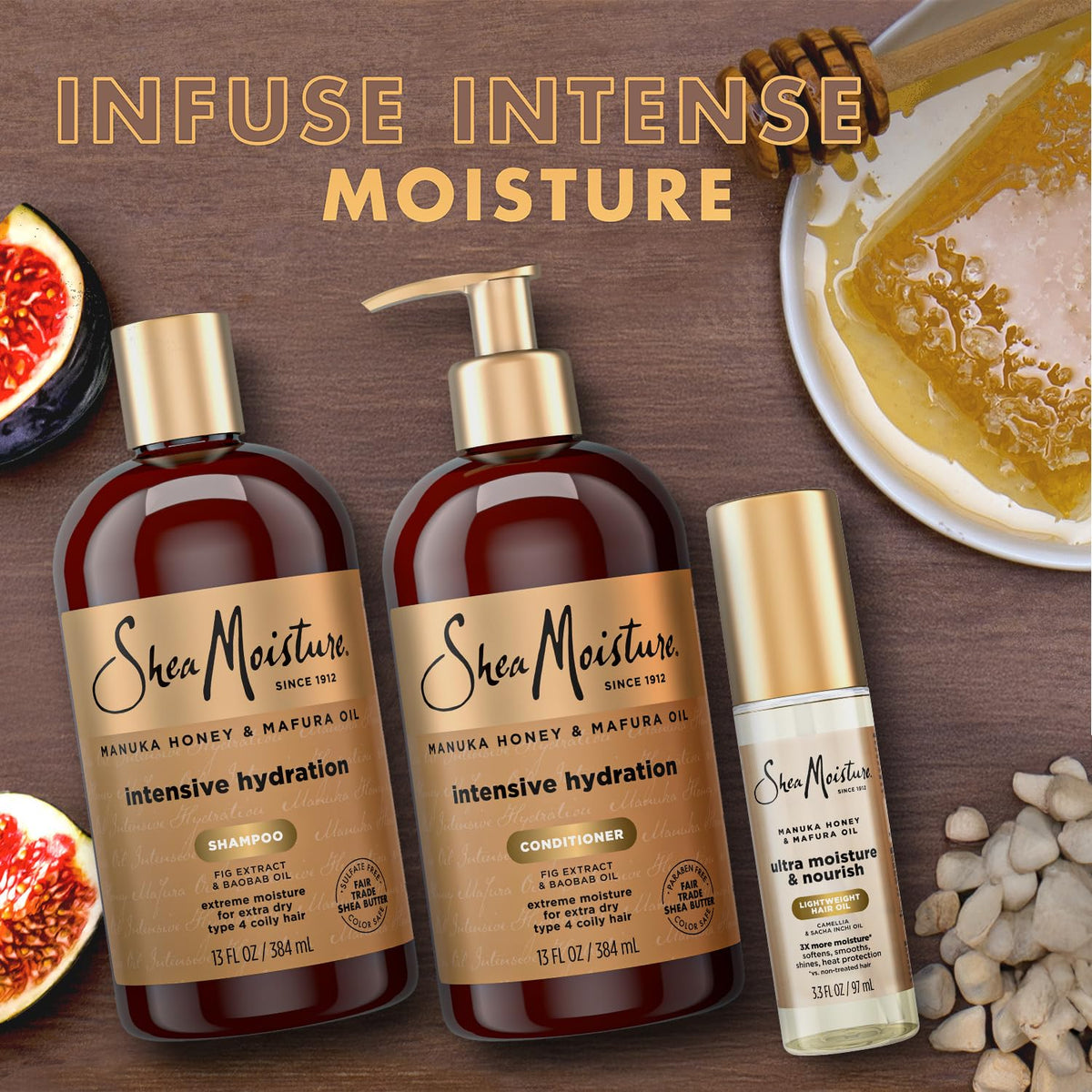 SheaMoisture conditioner smooth cream texture close-up showing detangling slip