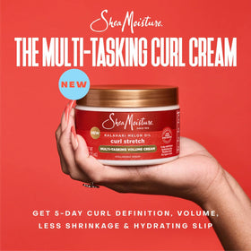Shea Moisture close-up of volume cream texture demonstrates smooth slip for detangling