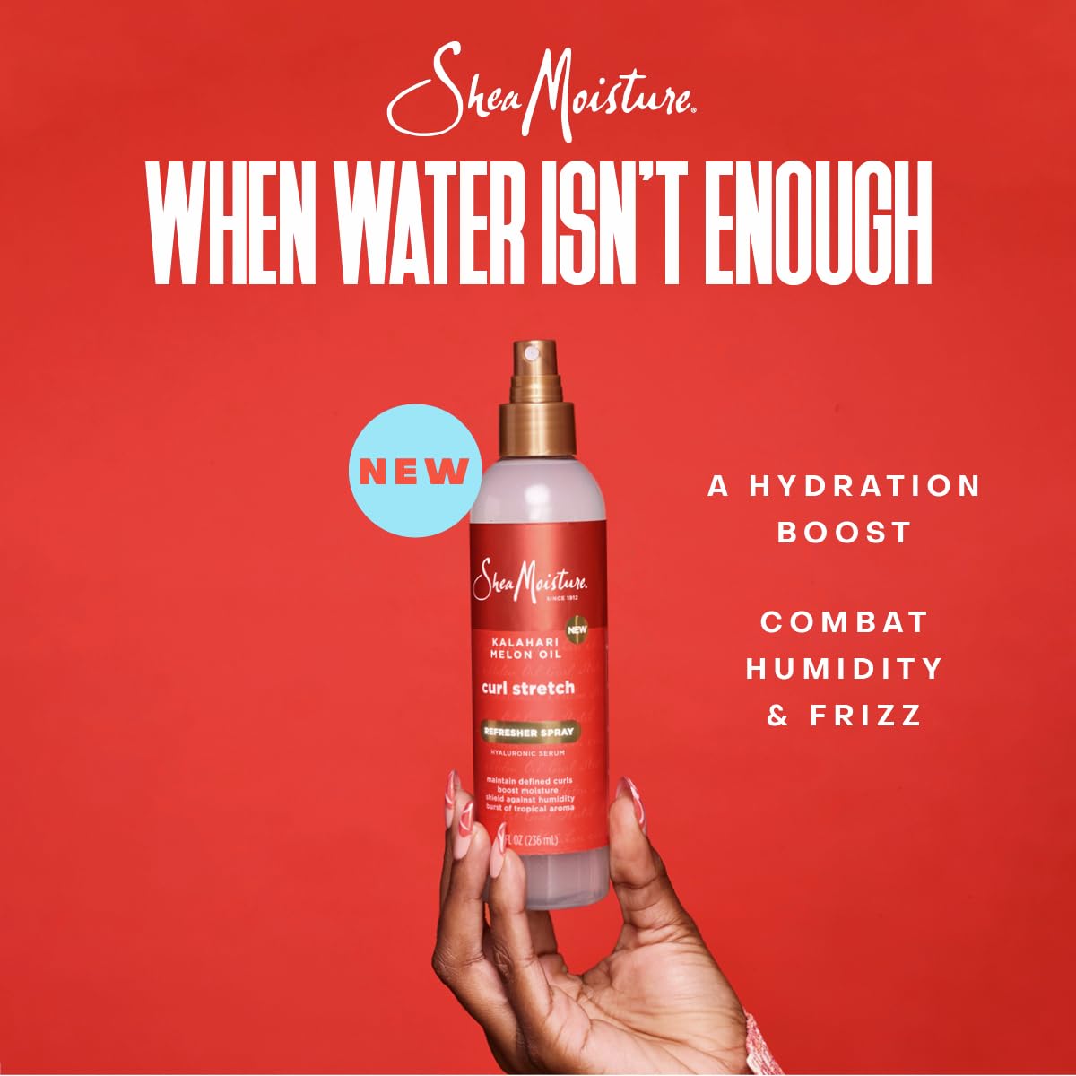 Shea Moisture lifestyle image of stretched type 4 curls showing length and volume