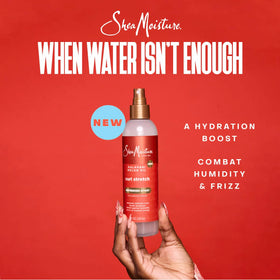 Shea Moisture lifestyle image of stretched type 4 curls showing length and volume