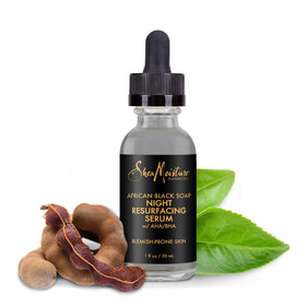 SheaMoisture dropper dispensing clear serum showing lightweight texture and easy dosing