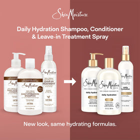 Before and after hair using SheaMoisture showing reduced frizz and smoother strands