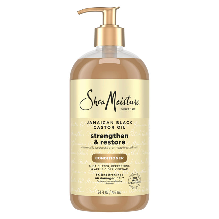 SheaMoisture front packaging showing 24 fl oz bottle and product purpose