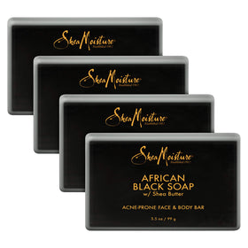 Shea Moisture front packaging showing African Black Soap bar and benefits