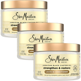 Shea Moisture front packaging shows product benefits and Jamaican Black Castor Oil