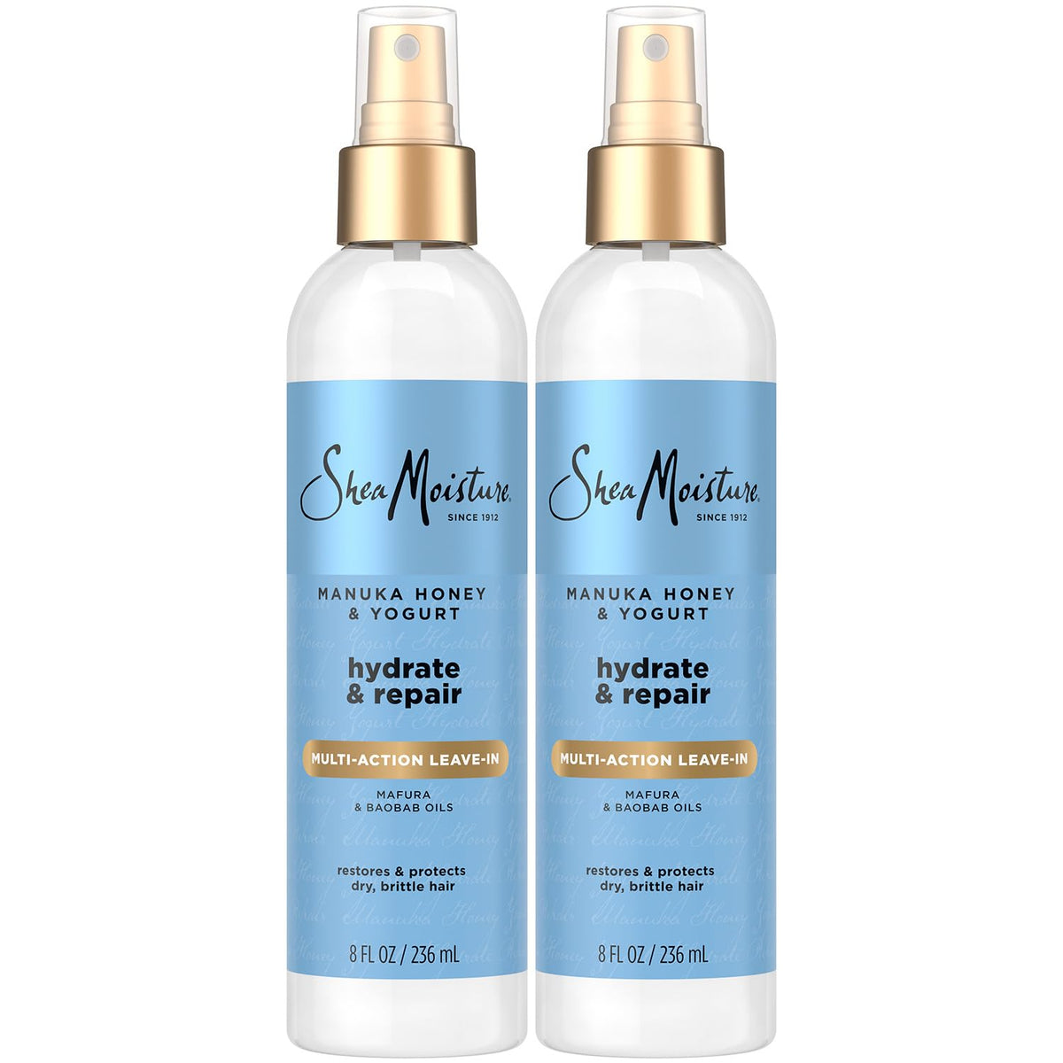 SheaMoisture front packaging showing manuka honey and yogurt benefits