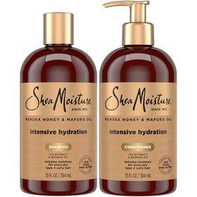 SheaMoisture front packaging showing manuka honey and mafura oil benefits